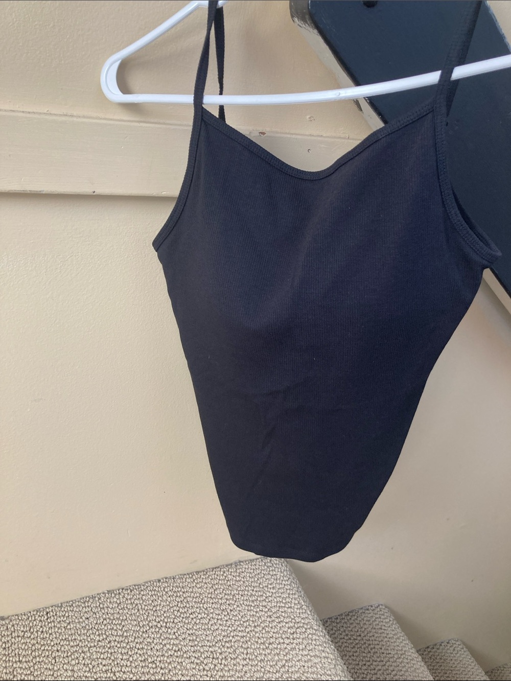 Uniqlo Airism bra tank ribbed black Black Spaghetti Strap Top M EUC